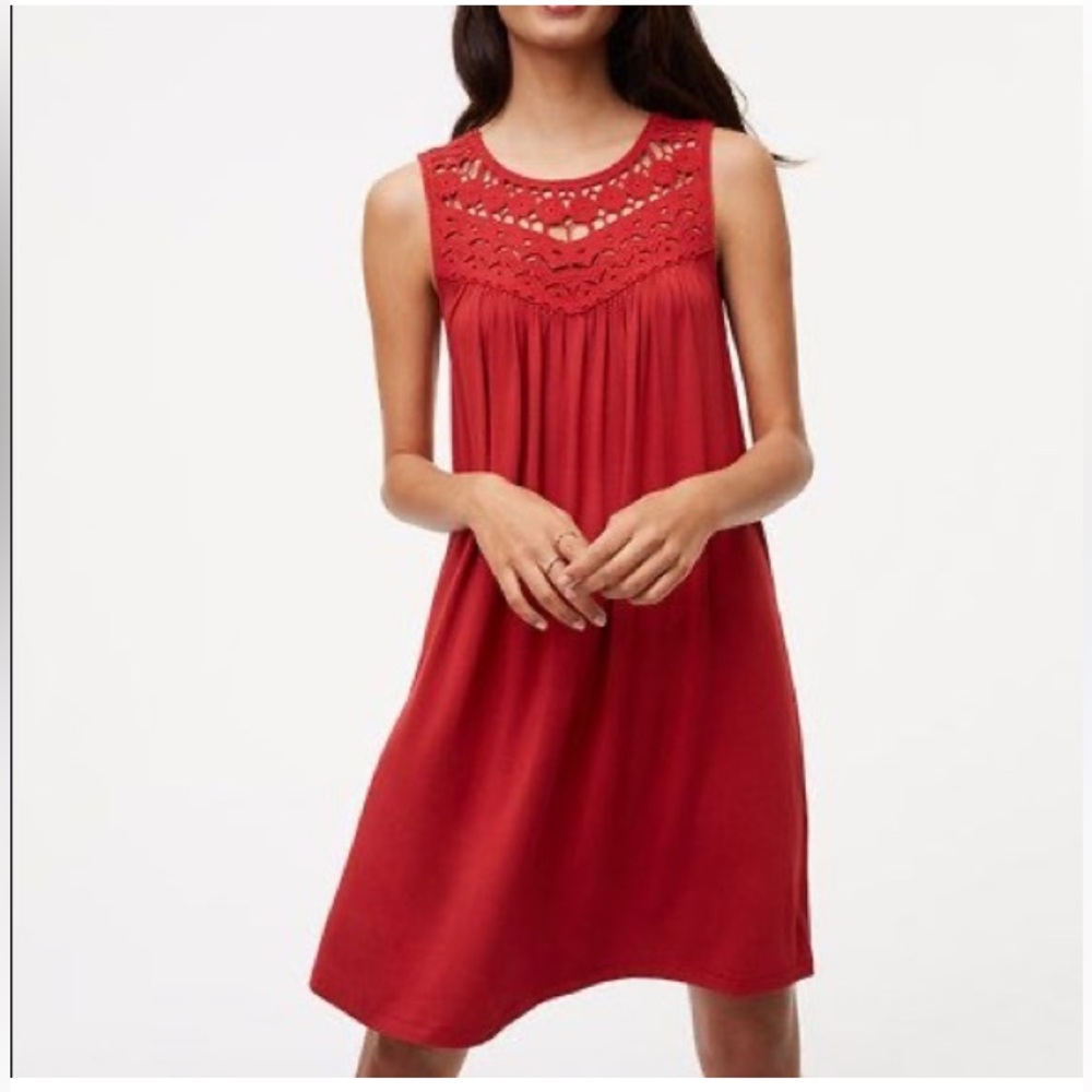 Rust Red/Orange Crochet Shift Dress